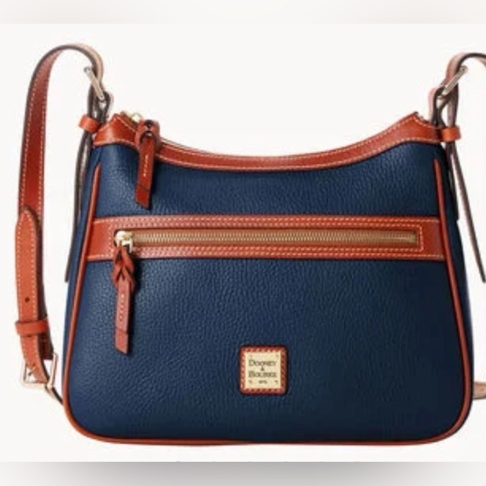 Dooney & Bourke Navy and Tan Piper Crossbody Bag and Change Purse